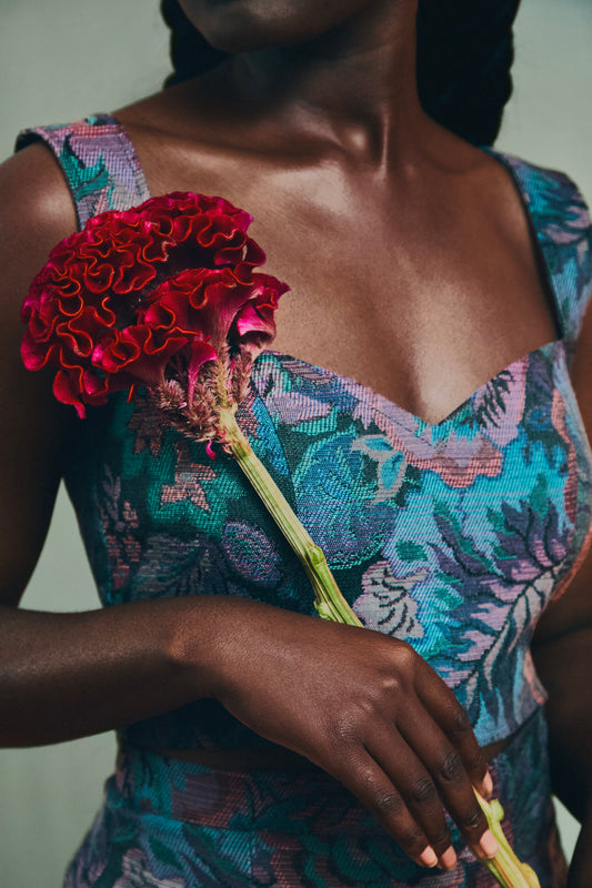 Crop top fleurs nocturnes